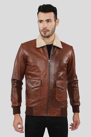 Men's Marcel Brown Bomber Leather Jacket – lookbook video