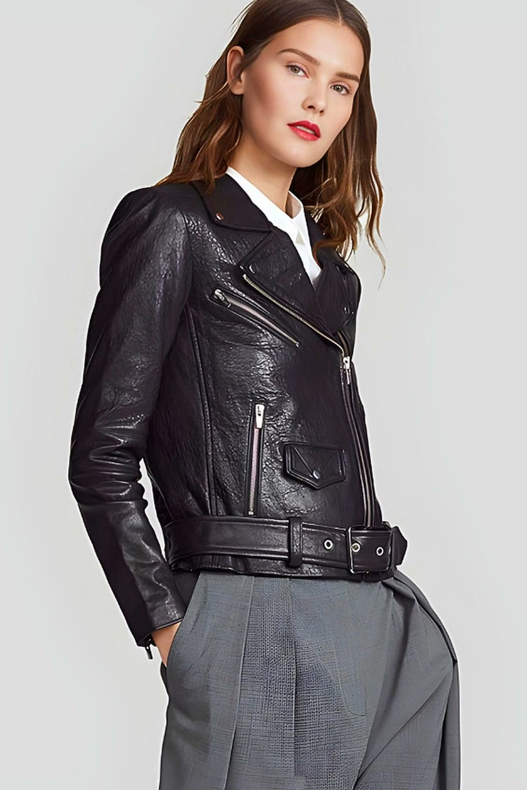 Women's Vienna Black Moto Leather Jacket – lookbook video