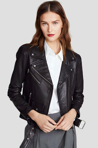 Women's Vienna Black Moto Leather Jacket – lookbook video