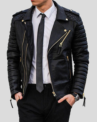 Men's Beckett Black Quilted Leather Jacket – view 3
