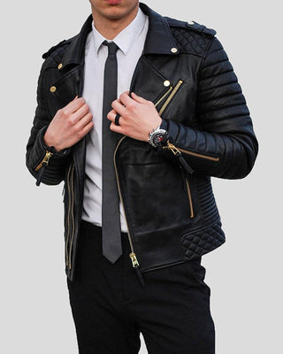 Men's Beckett Black Quilted Leather Jacket – view 2