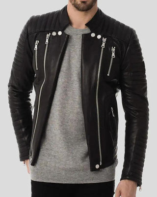 Men's Dwite Black Quilted Leather Jacket