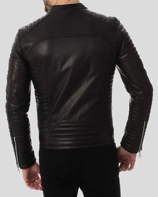 Men's Dwite Black Quilted Leather Jacket – view 3