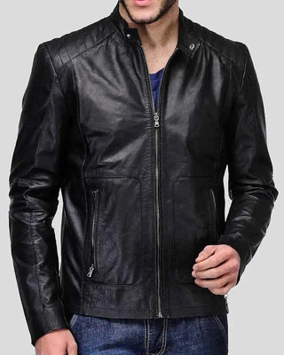 Men's Nyle Black Quilted Lambskin Leather Jacket