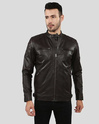 Men's Ricardi Brown Leather Racer Jacket