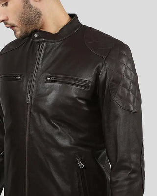 Men's Ricardi Brown Leather Racer Jacket – view 2