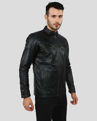 Men's Rory Black Biker Leather Jacket – view 4