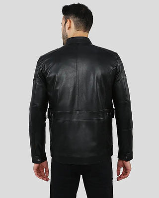 Men's Rory Black Biker Leather Jacket – view 5