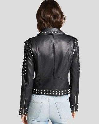 Women's Hazel Black Studded Leather Jacket – view 2