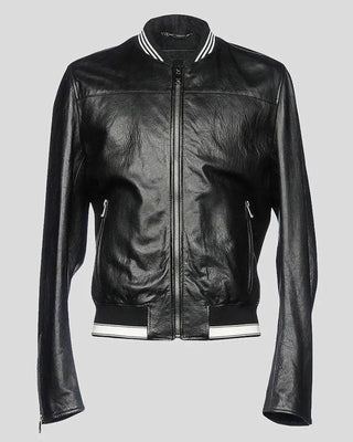 Men's Tuhin Black Bomber Leather Jacket – view 3
