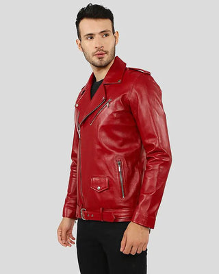 Men's Zuse Red Motorcycle Leather Jacket – view 4