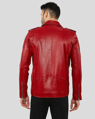 Men's Zuse Red Motorcycle Leather Jacket – view 7