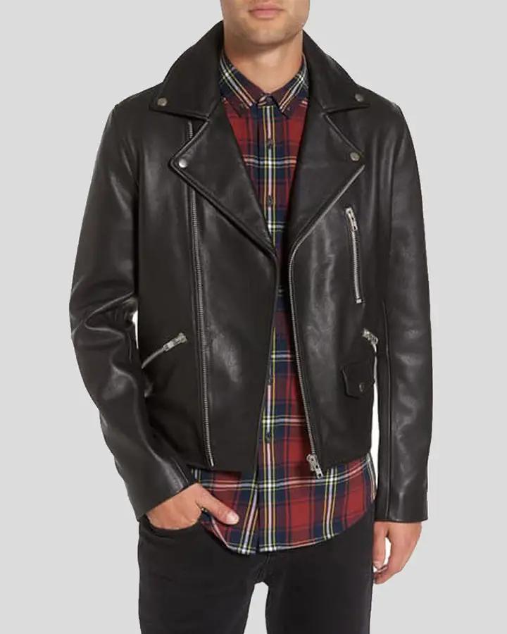 Caden Black Biker Leather Jacket
