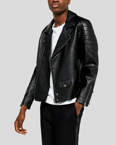 Alpha Black Biker Quilted Leather Jacket 1