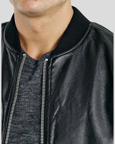 Bailei Black Bomber Leather Jacket