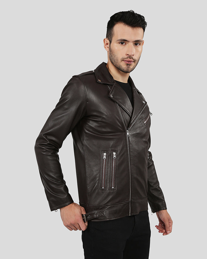 Mens Arlo Brown Motorcycle Leather Jacket - NYC Leather Jackets