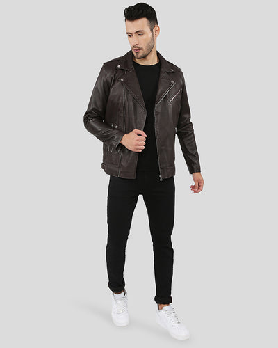 Arlo Brown Motorcycle Leather Jacket