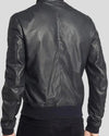 Lymo Black Bomber Leather Jacket