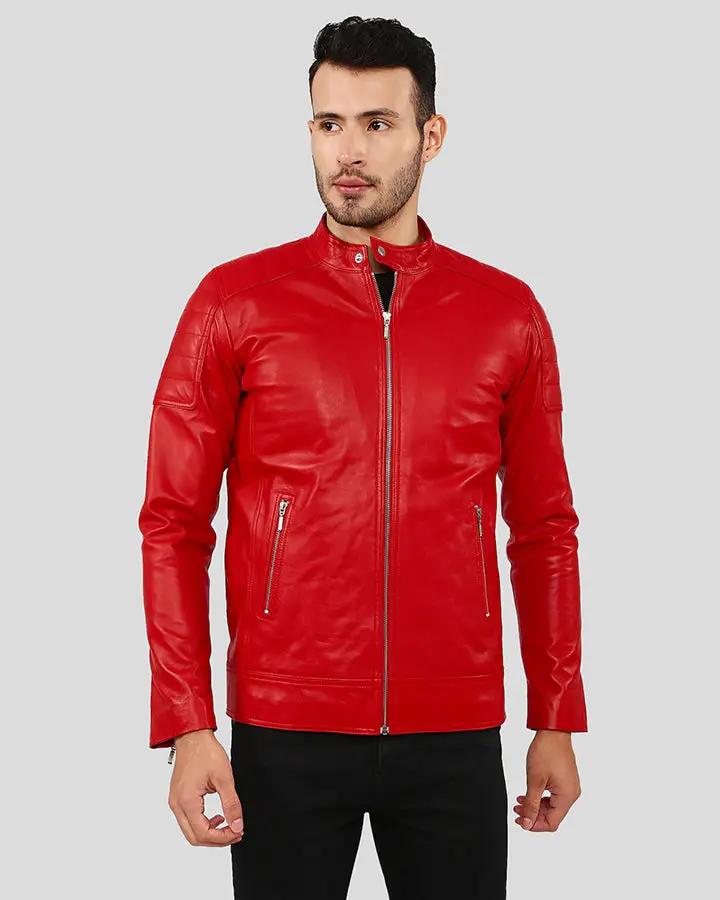 Declan Red Racer Leather Jacket