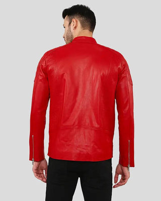 Declan Red Racer Leather Jacket back view
