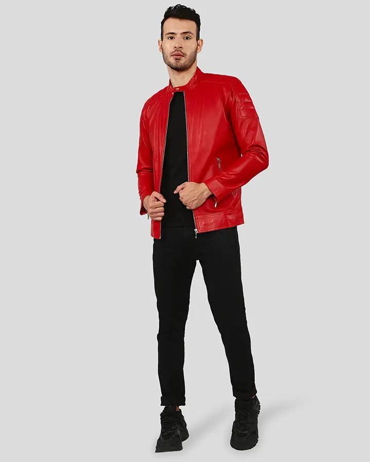 Mens Declan Red Racer Leather Jacket – NYC Leather Jackets