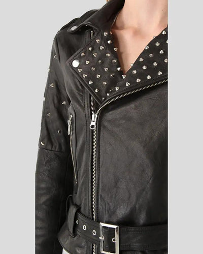 Ezra Black Studded Leather Jacket