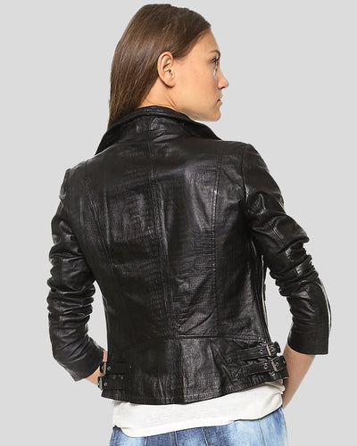 Fedelma Black Biker Leather Jacket