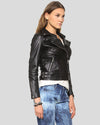 Fedelma Black Biker Leather Jacket