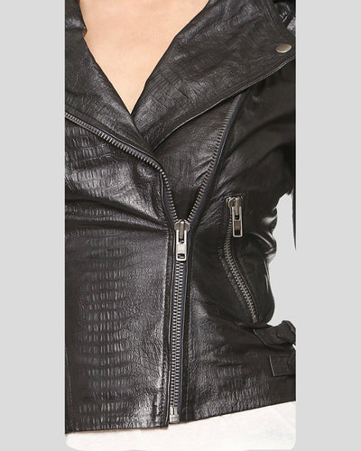 Fedelma Black Biker Leather Jacket