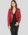 Mavis Red Biker Leather Jacket