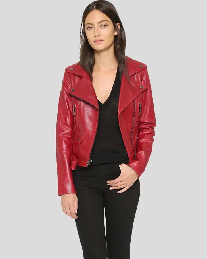 Lamarque red hotsell leather jacket