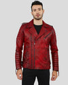 Burke Distressed Red Motorcycle Leather Jacket