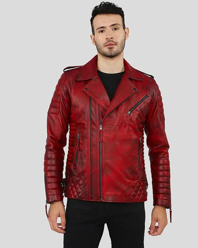 Burke Distressed Red Motorcycle Leather Jacket