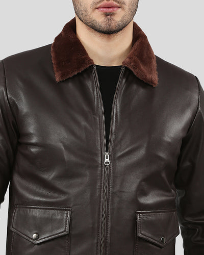 Darius Brown Bomber Leather Jacket