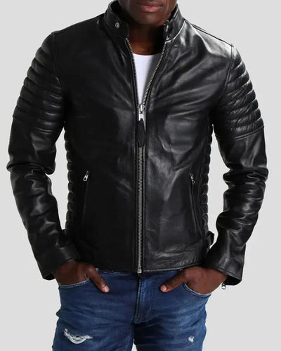 Neil Black Quilted Lambskin Leather Jacket