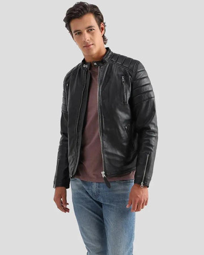 Rene Black Quilted Lambskin Leather Jacket