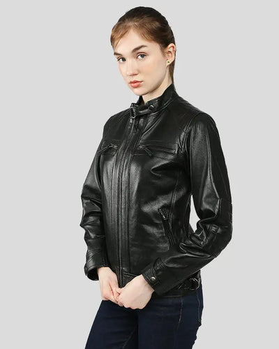 Annalise Black Racer Leather Jackets