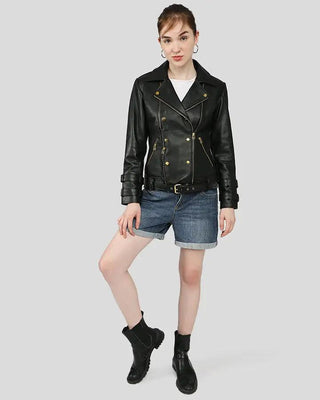 Full outfit with Willow Black Biker Leather Jacket
