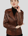 Filippa Brown Biker Leather Jacket
