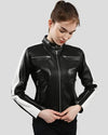 Michel Black & White Racer Leather Jackets