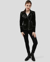 Danica Black Suede Studded Leather Jacket