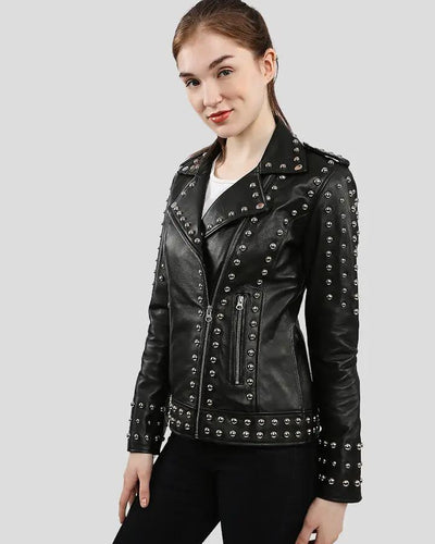 Jasmine Black Studded Leather Jacket