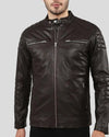 Mason Brown Quilted Racer Leather Jacket
