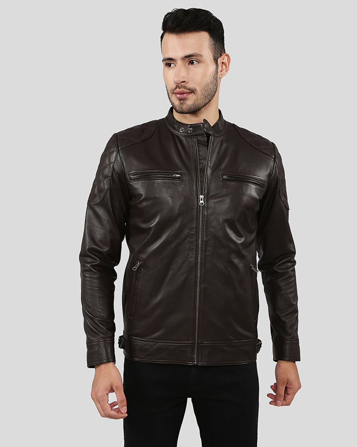 Mens Fraser Black Biker Leather Jacket - NYC Leather Jackets