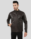 Astro Brown Racer Quilted Leather Jacket 3