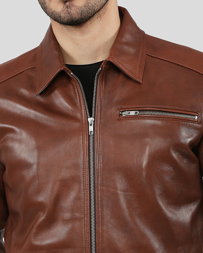 Leroy Brown Racer Leather Jacket