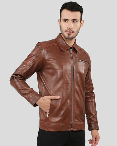 Leroy Brown Racer Leather Jacket