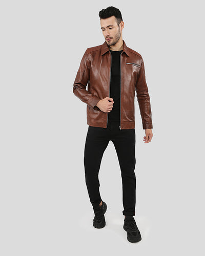 Leroy Brown Racer Leather Jacket