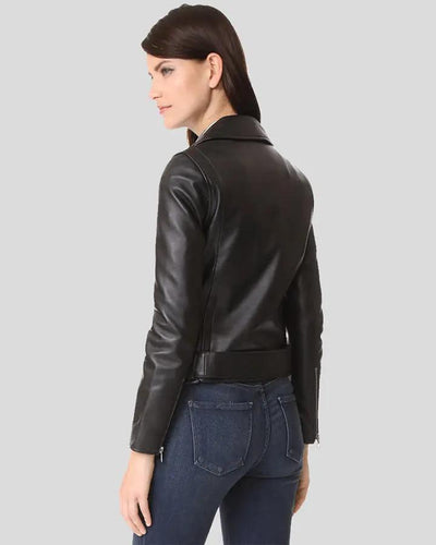 Sandra Black Biker Leather Jacket 2
