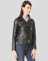 Sandra Black Biker Leather Jacket 3